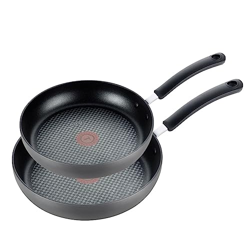 41LbTO3HhdL.jpg T-fal Ultimate Hard Anodized Nonstick Fry Pan Set 10, 12 Inch Oven Safe 400F Cookware, Pots and Pans, Dishwasher Safe Grey - Image 1