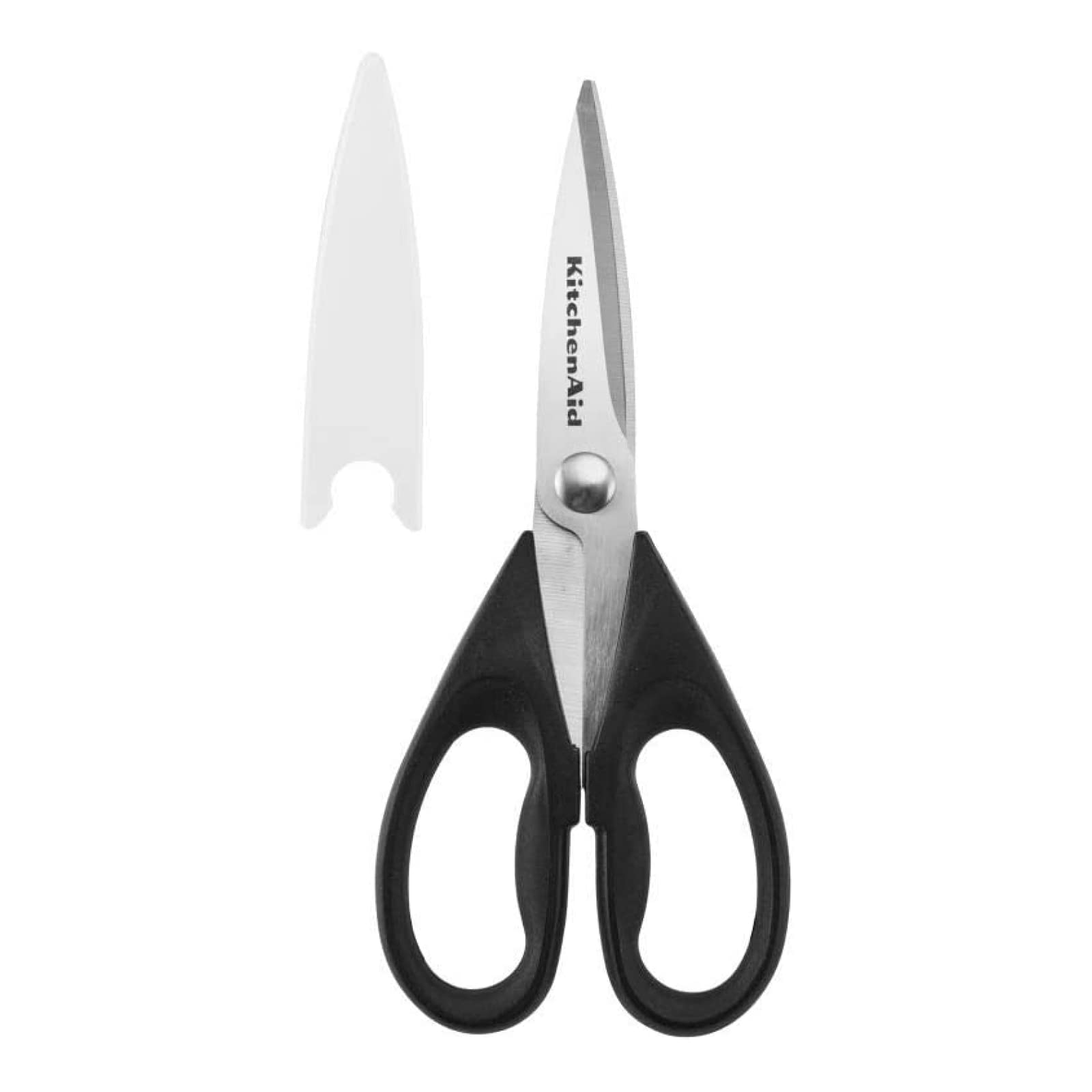 51Byq+vTy1L KitchenAid All Purpose Kitchen Shears with Protective Sheath Durable Stainless Steel Scissors, Dishwasher Safe, Soft Grip Comfort Handle, 8.72 Inch, Black - Image 1