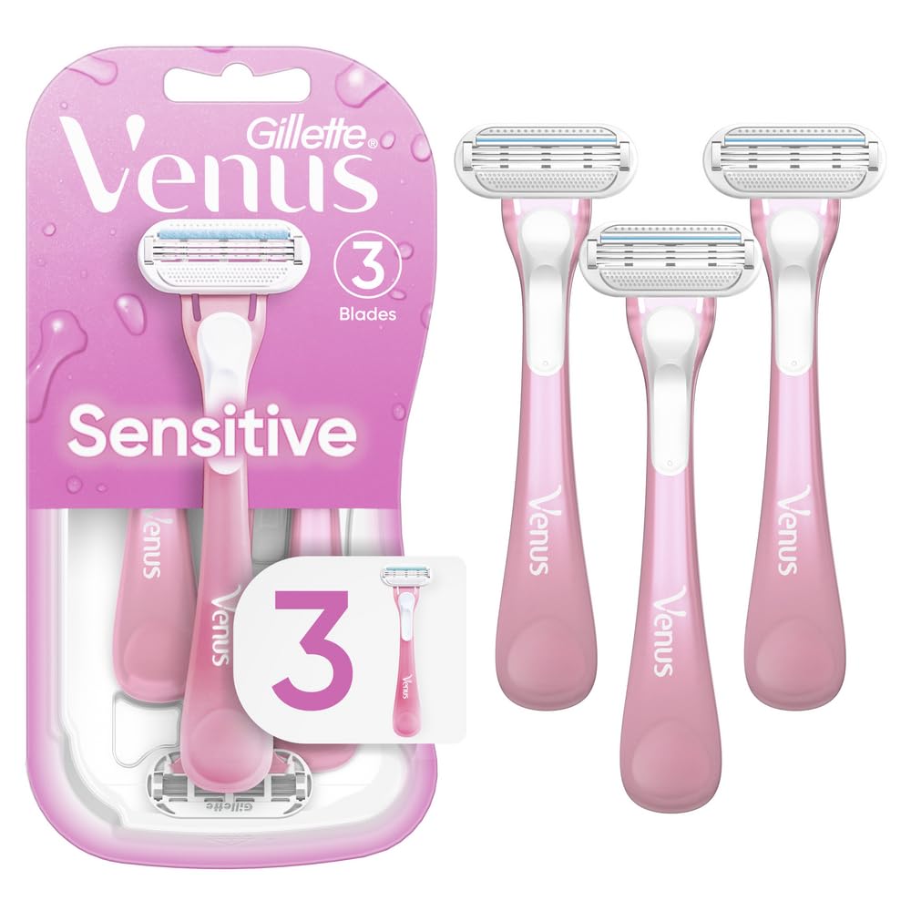 61lHoXWA2IL Gillette Venus Sensitive Women's Disposable Razors - Single Package of 3 Razors - Image 1
