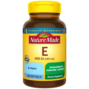Vitamin E 180 mg (400 IU) dl-Alpha Softgels, 180 Count for Antioxidant Support