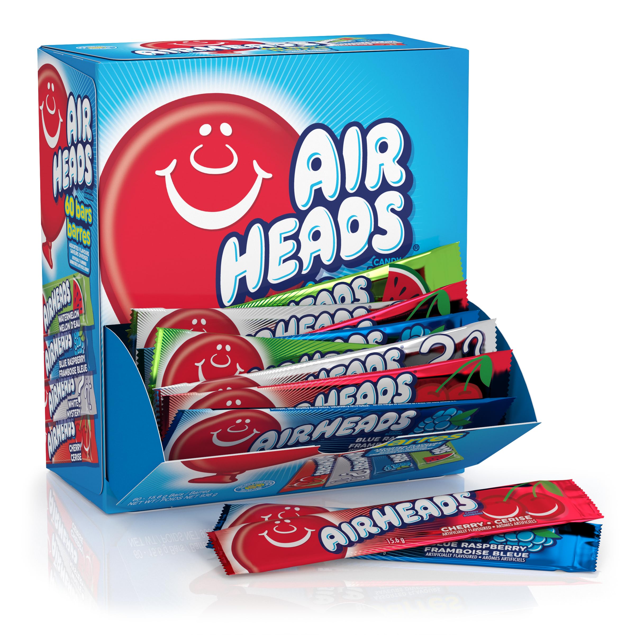810GINaT5YL Airheads Candy Bars, Variety Bulk Box, Chewy Full Size Fruit Taffy, Gifts, Holiday, Parties, Concessions, Pantry, Non-Melting, Party, 60 Individually Wrapped Full Size Bars - Image 1