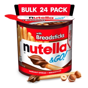 Nutella & GO! Bulk 24 Pack, Hazelnut and Cocoa Spread with Breadsticks, Stocking Stuffers, Snack Cups, 1.8 oz Each​
