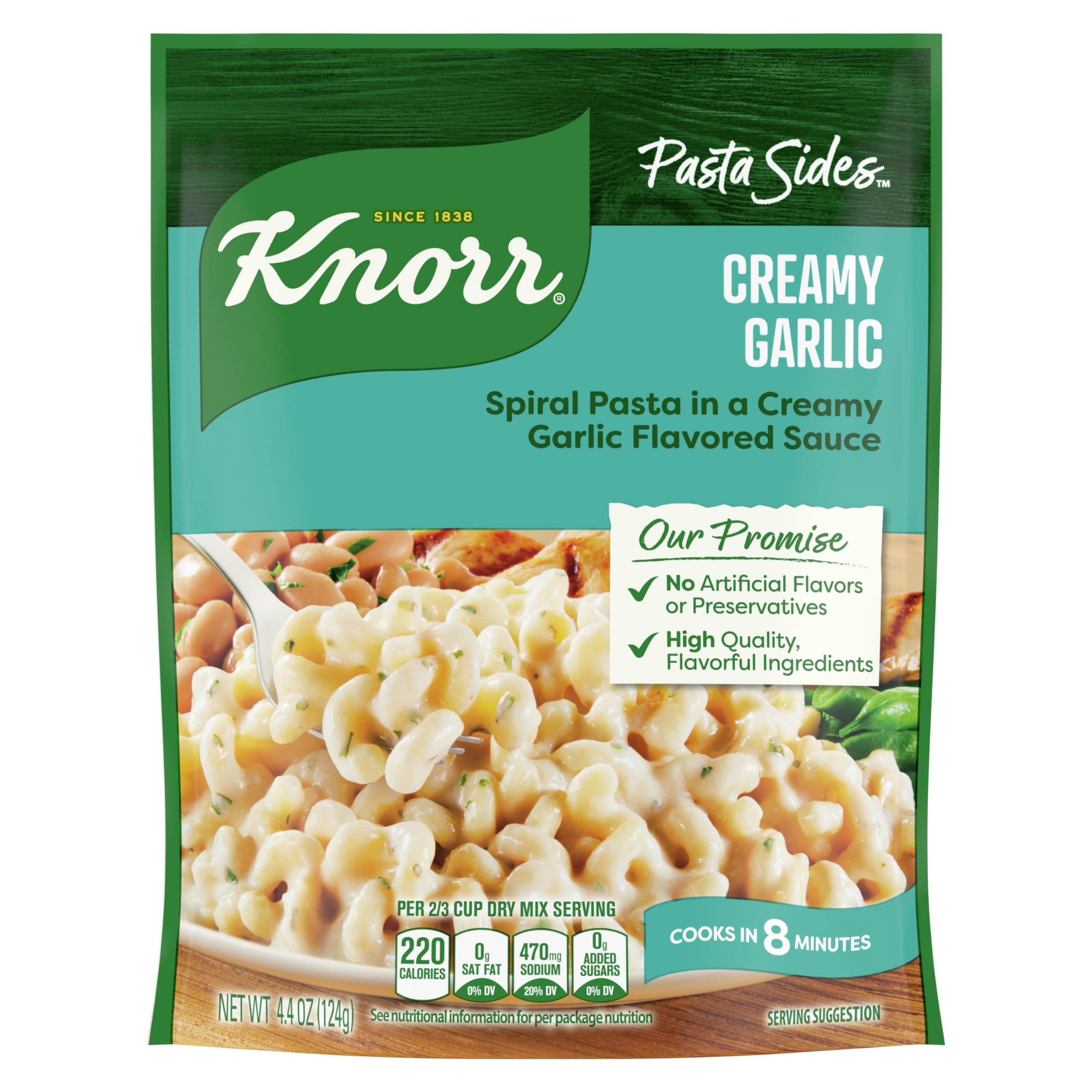 81CFSJb+LHL Knorr Pasta Sides Creamy Garlic For Delicious Quick Pasta Side Dishes No Artificial Flavors, No Preservatives 4.4 oz - Image 1