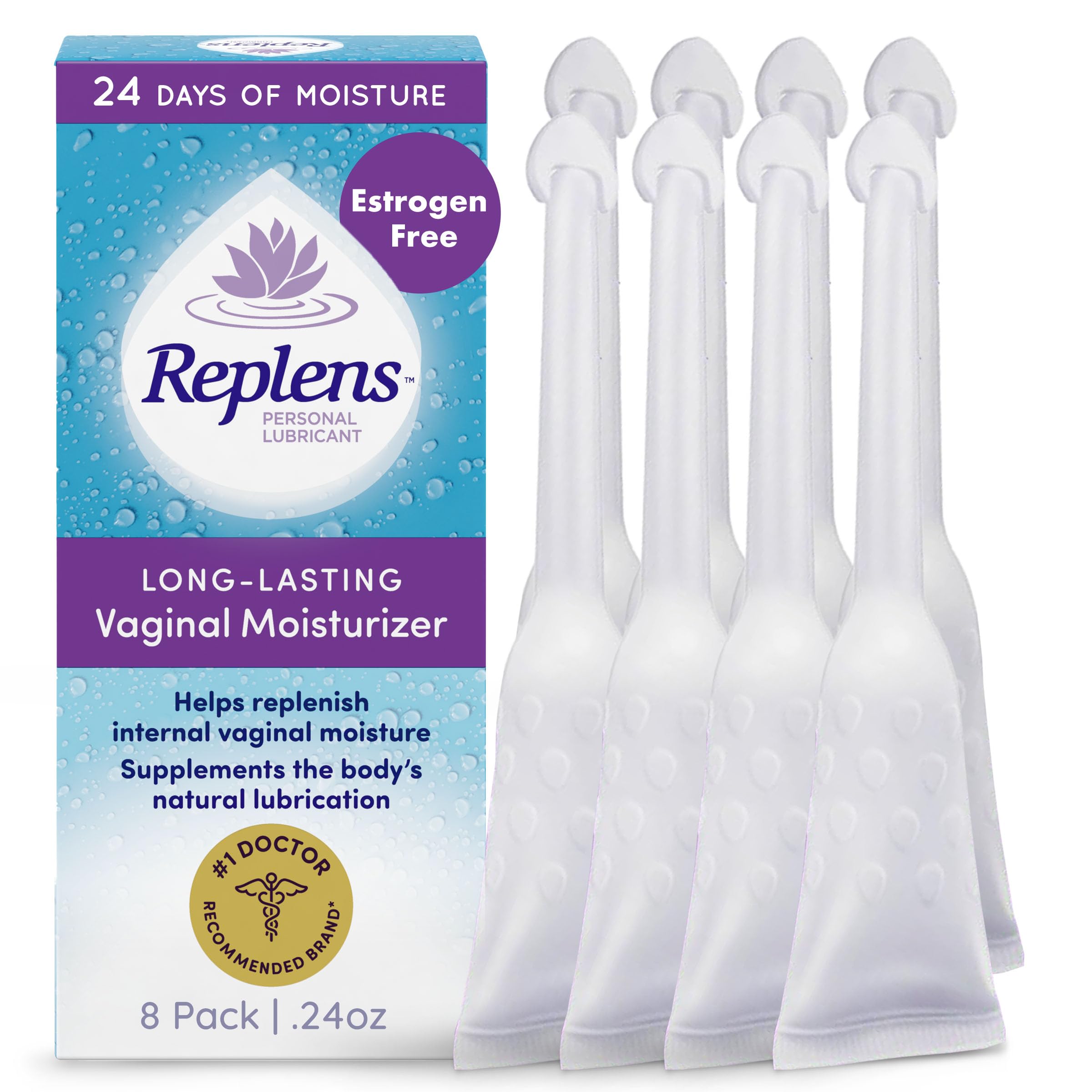 81VzJE2AS+L Replens Long-Lasting Vaginal Moisturizer, 8ct with single-use applicator - Image 1